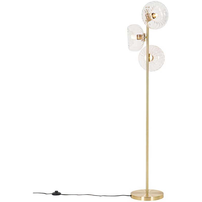 foto del prodotto lampada da terra ayesha art d co vetro,acciaio oro oblungo max. 3 x watt qazqa
