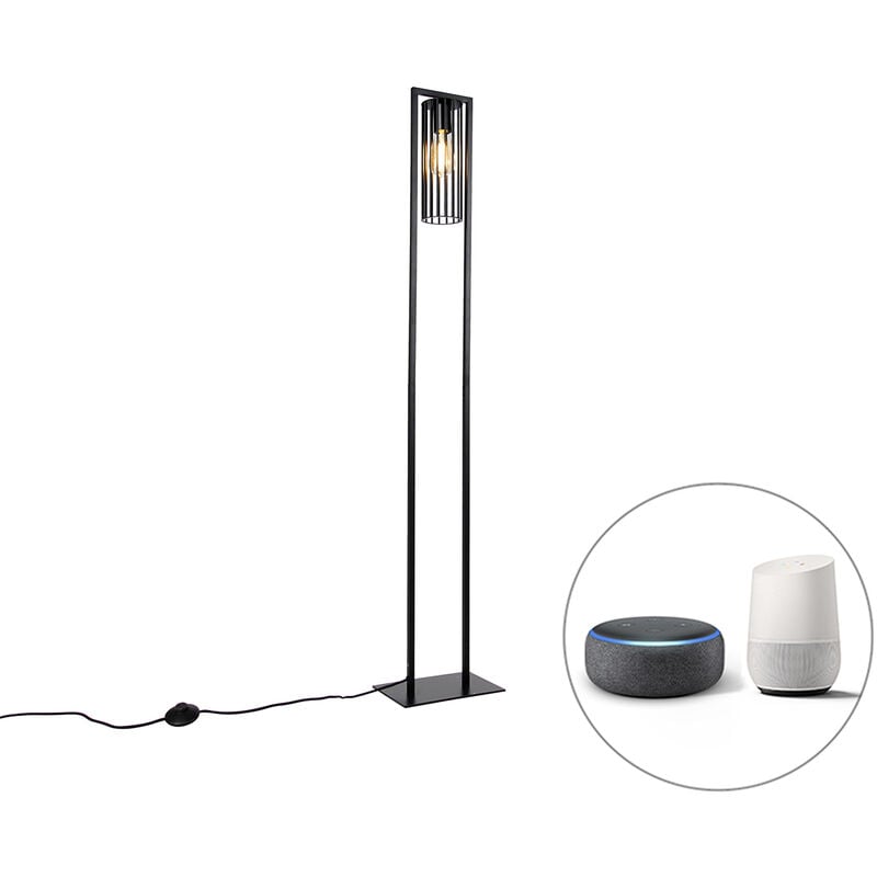 foto del prodotto lampada da terra balenco wazo moderno acciaio nero oblungo e27 max. 1 x 7 watt qazqa