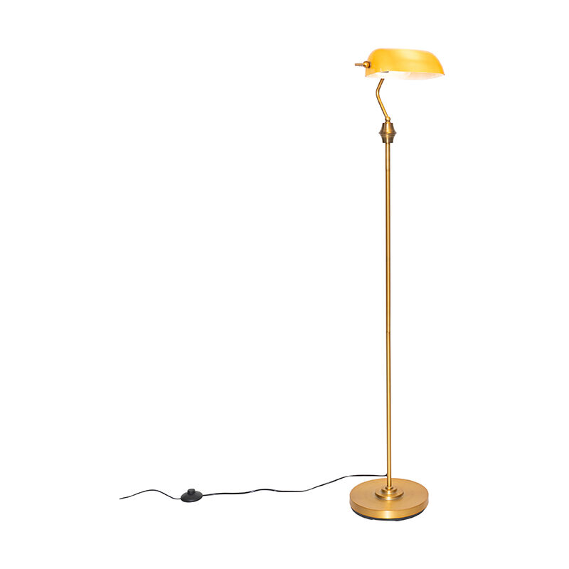 foto del prodotto lampada da terra banker classico acciaio,vetro giallo bronzo oblungo max. 1 x watt qazqa