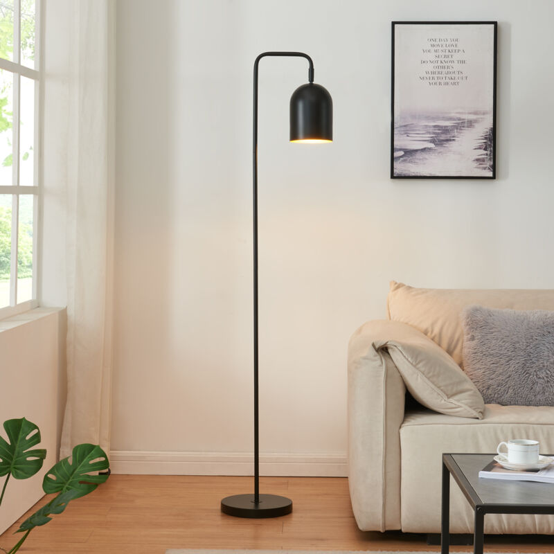 foto del prodotto lampada da terra barnard in metallo con paralume cilindrico nero lux.pro