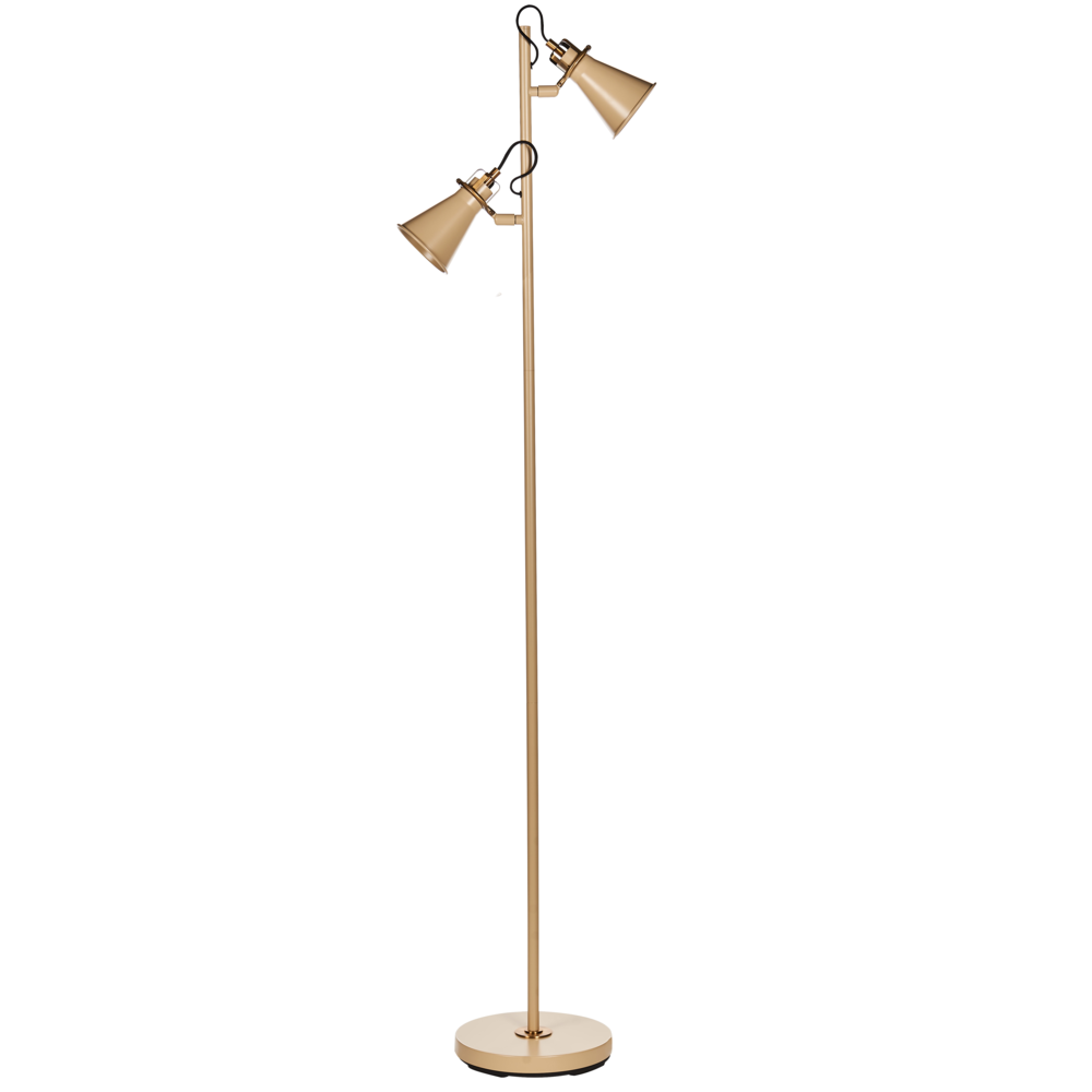 foto del prodotto lampada da terra beige metallo paralumi regolabili interruttore on off camera da letto soggiorno casa ufficio illuminazione design industriale
