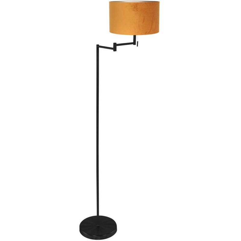 foto del prodotto lampada da terra bella nero metallo tessuto mexlite