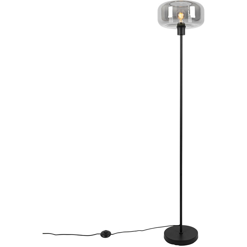 foto del prodotto lampada da terra bizle art d co vetro,acciaio grigio nero tondo max. 1 x watt qazqa