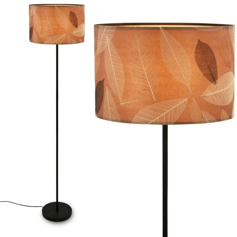 foto del prodotto lampada da terra briloner mata, decorazione a foglie, interruttore a pedale, stile boho, attacco e27, color caff , 35 x 161 cm