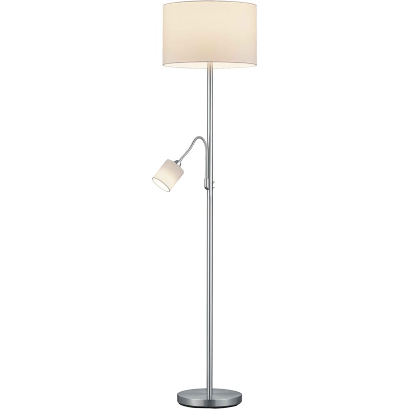 foto del prodotto lampada da terra c lampada lettura, nichel opaco e bianco, h170 cm, hotel