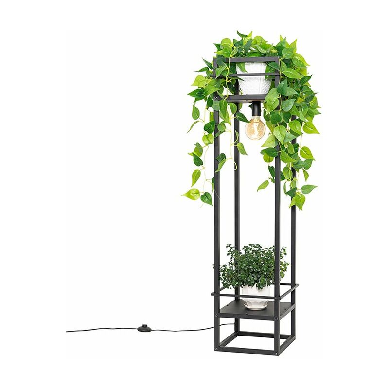 foto del prodotto lampada da terra cage rack industriale acciaio nero oblungo max. 1 x watt qazqa