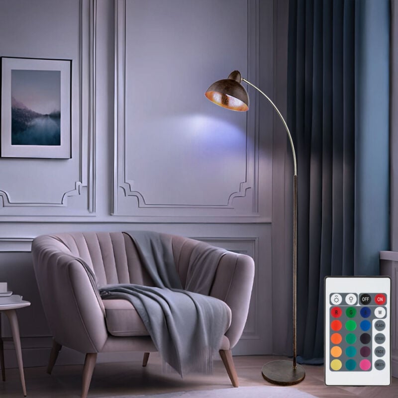 foto del prodotto lampada da terra color ruggine lampada da soggiorno retr in piedi oro lampada da terra lampada ad arco oro ruggine, telecomando dimmerabile, led rgb