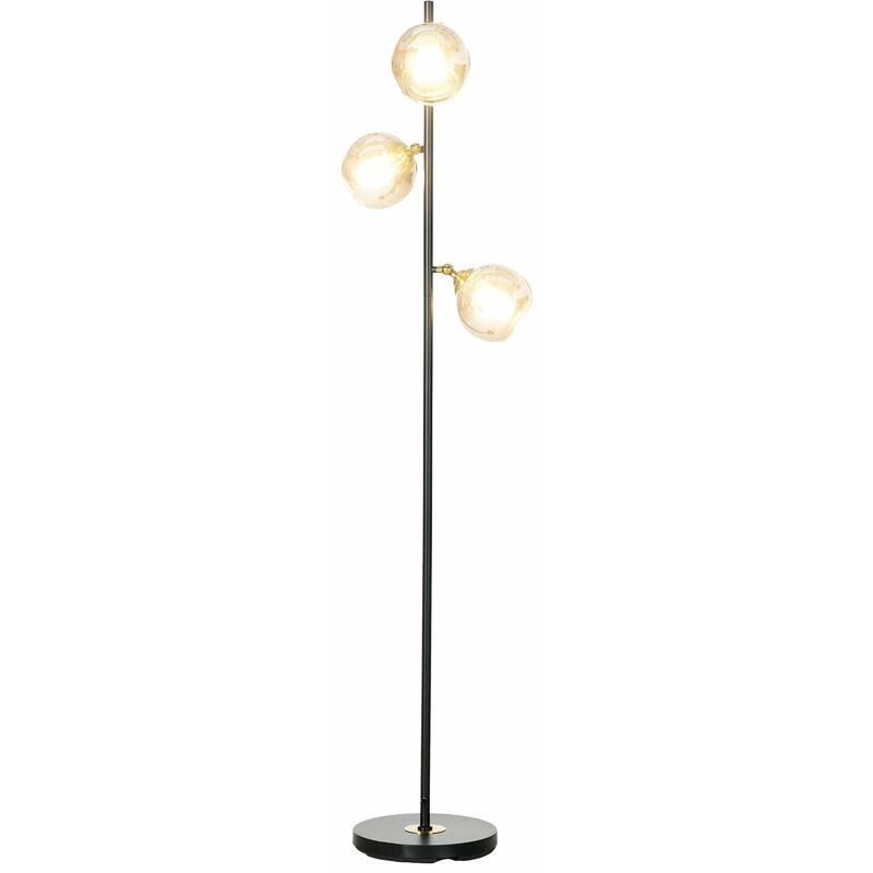 foto del prodotto lampada da terra con 3 paralumi 36x162 cm in metallo nero e grigio