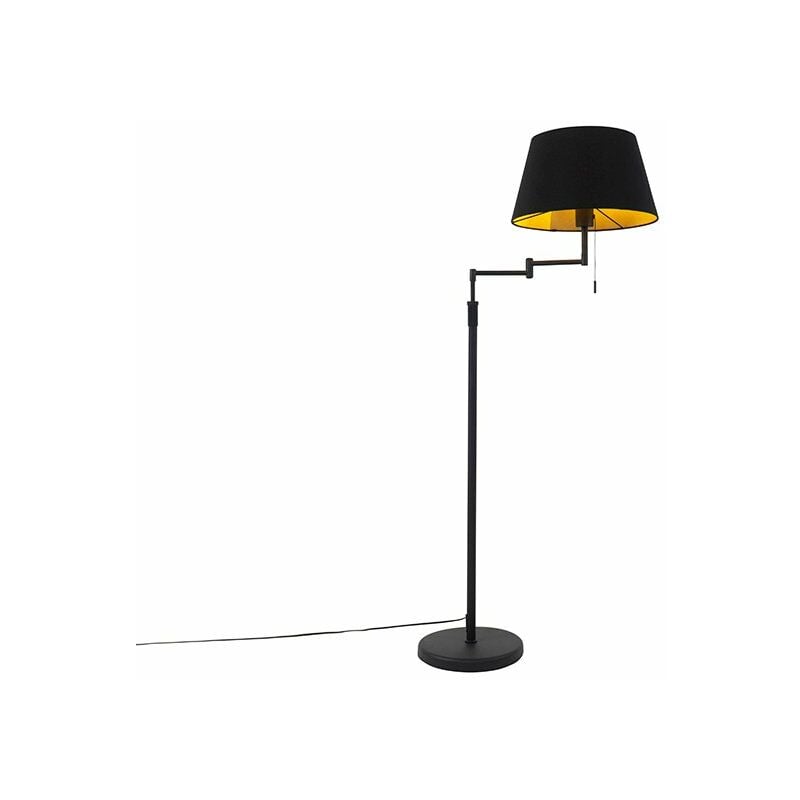 foto del prodotto lampada da terra con braccio girevole ladas moderno acciaio,tessuto nero tondo max. 1 x watt qazqa
