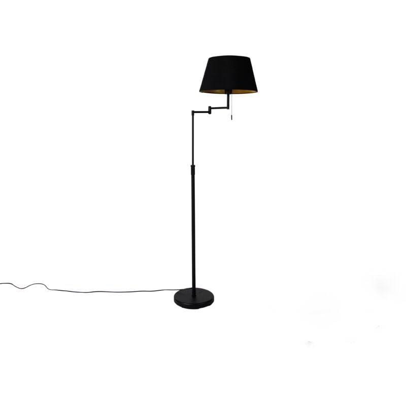 foto del prodotto lampada da terra con braccio girevole ladas - moderno - tessuto,acciaio - nero - tondo e27 max. 1 x 9 watt - qazqa