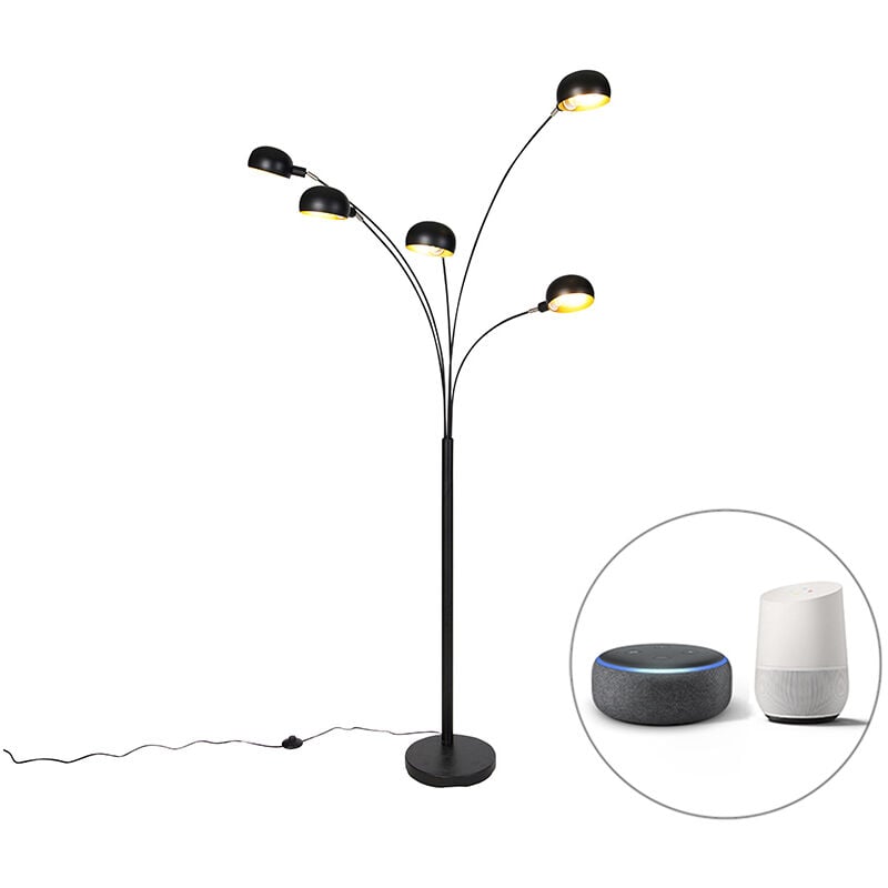 foto del prodotto lampada da terra con braccio girevole sixties fl design acciaio nero oblungo e14 max. 5 x 4.5 watt qazqa