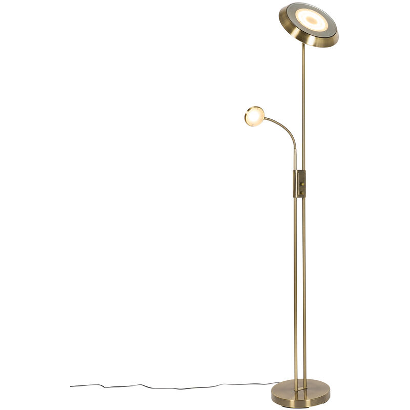 foto del prodotto lampada da terra con braccioo de lettura fez retr acciaio,plastico bronzo oblungo non sostituibile led max. 2 x 29 watt qazqa