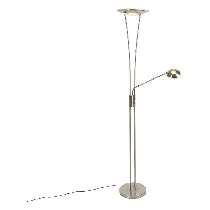 foto del prodotto lampada da terra con braccioo de lettura ibiza moderno acciaio,vetro acciaio oblungo non sostituibile led max. 1 x 23 watt qazqa