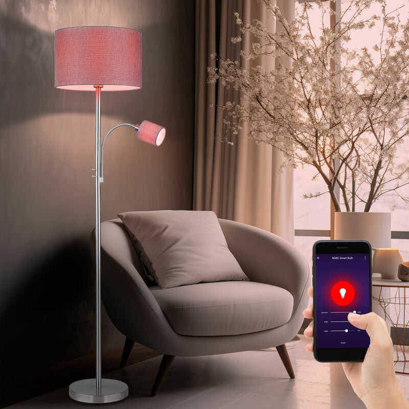 foto del prodotto lampada da terra con lampada da lettura, lampada da terra, camera da letto, lampada da soggiorno, punto lettura in piedi, controllo tramite app,