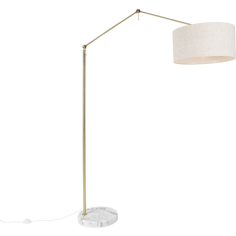 foto del prodotto lampada da terra con paralume editor stof design acciaio,tessuto oro ottone grigio oblungo max. 1 x watt qazqa