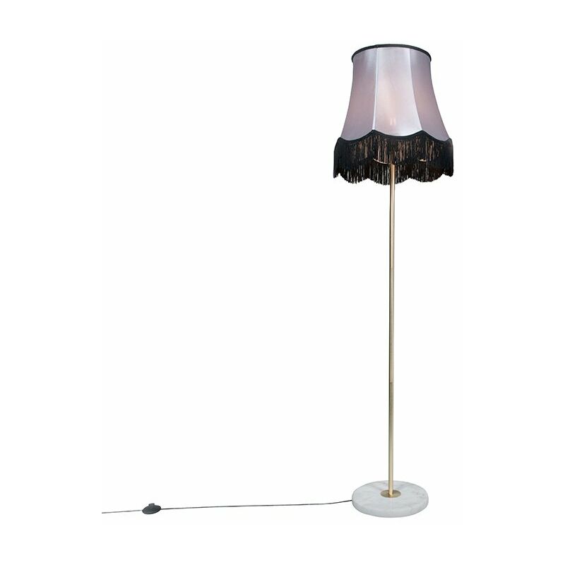 foto del prodotto lampada da terra con paralume kaso retr pietra calcestruzzo,tessuto,acciaio ottone nero grigio tondo max. 1 x watt qazqa