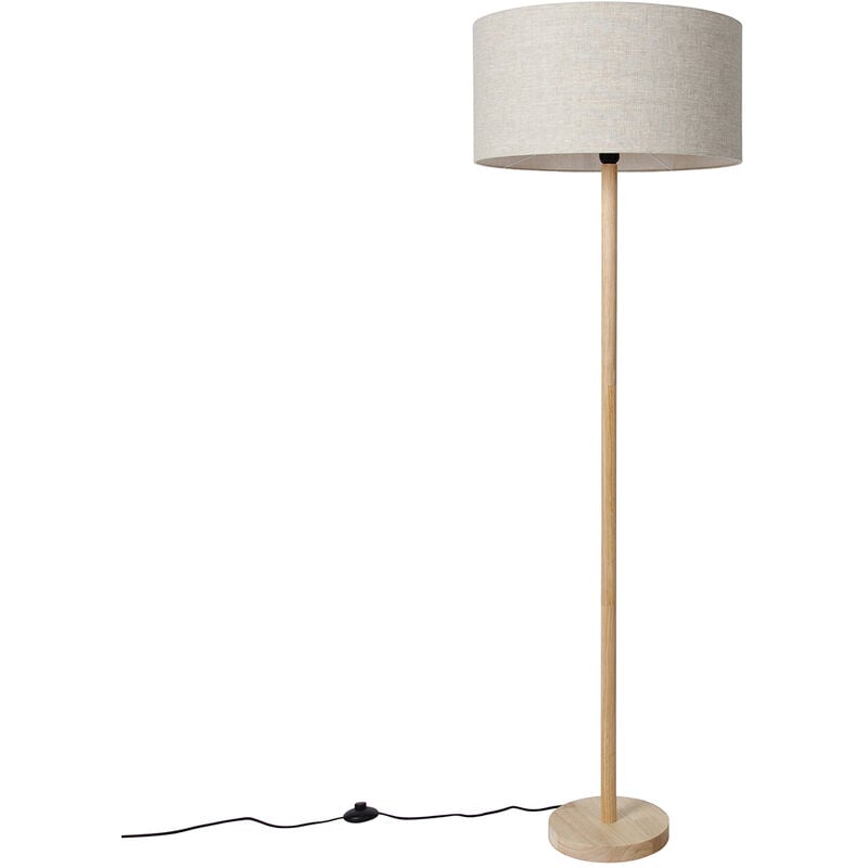 foto del prodotto lampada da terra con paralume mels rustico legno,tessuto legno marrone tondo oblungo max. 1 x watt qazqa