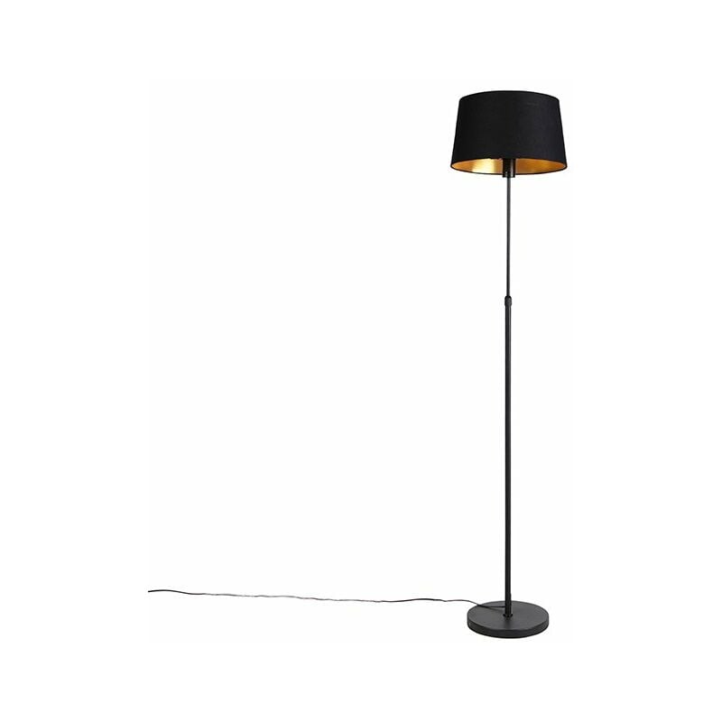 foto del prodotto lampada da terra con paralume parte fl classico cotone,acciaio nero cilindro oblungo tondo max. 1 x watt qazqa