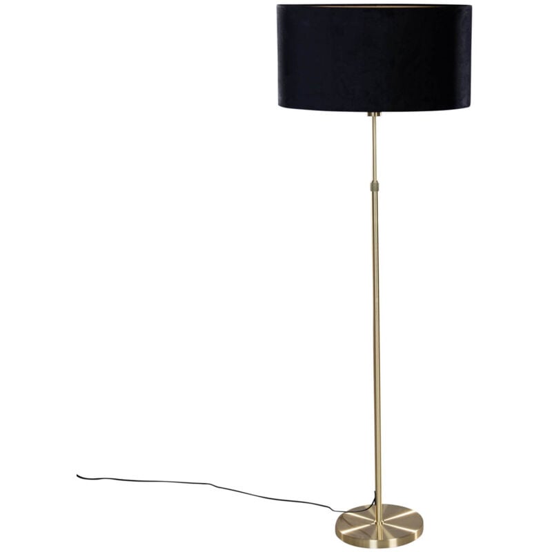 foto del prodotto lampada da terra con paralume parte shade moderno acciaio,velluto,tessuto nero oblungo ovale max. 1 x watt qazqa