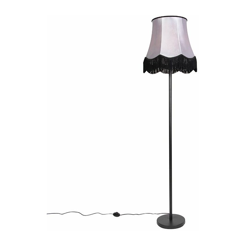foto del prodotto lampada da terra con paralume simplo moderno acciaio,tessuto grigio nero oblungo tondo max. 1 x watt qazqa