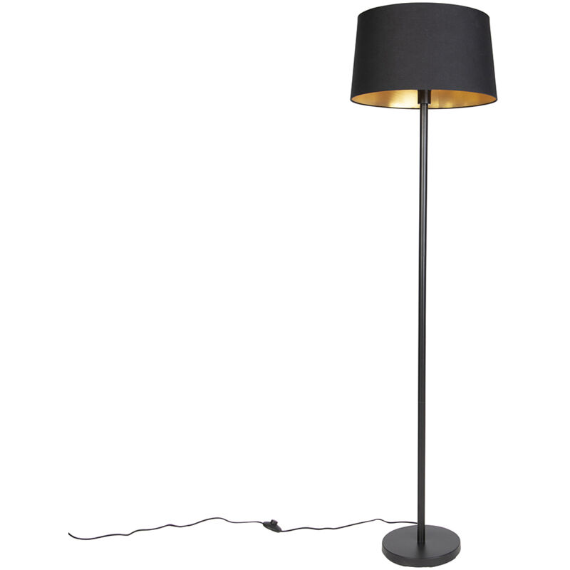 foto del prodotto lampada da terra con paralume simplo moderno acciaio,tessuto nero oblungo tondo e27 max. 1 x 4.9 watt qazqa