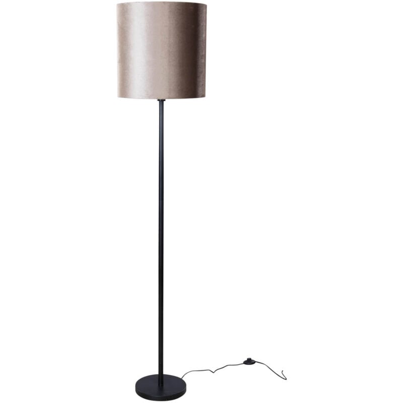 foto del prodotto lampada da terra con paralume simplo shade classico acciaio,velluto,tessuto nero taupe oblungo tondo max. 1 x watt qazqa