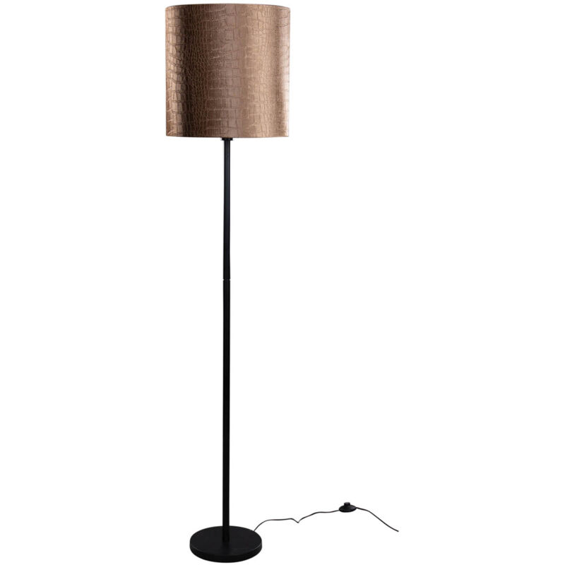 foto del prodotto lampada da terra con paralume simplo shade classico velluto,tessuto,acciaio nero bronzo oro tondo max. 1 x watt qazqa