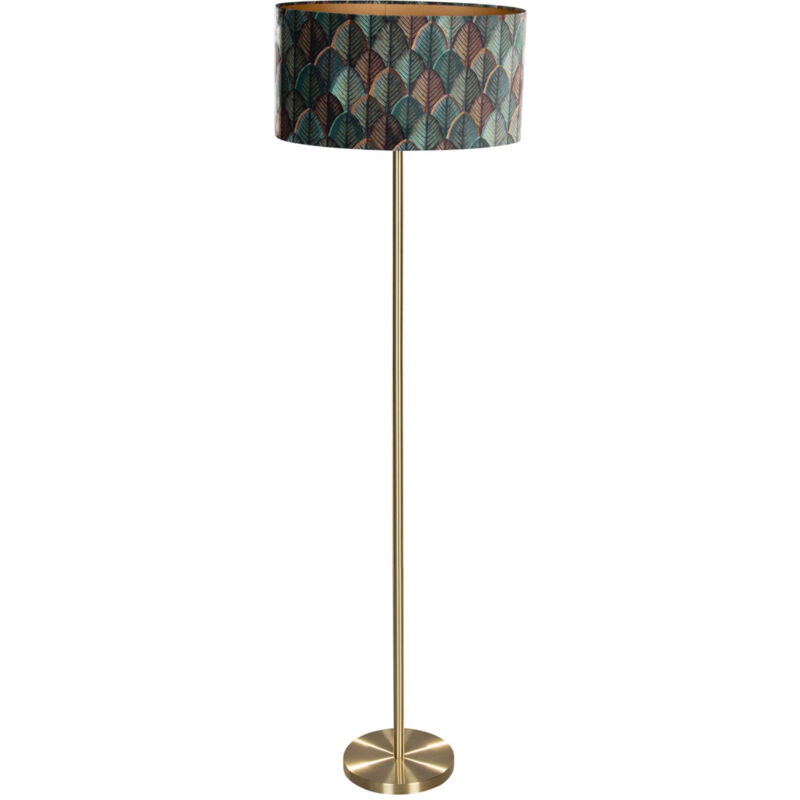 foto del prodotto lampada da terra con paralume simplo shade moderno acciaio,velluto,tessuto verde oro oblungo ovale max. 1 x watt qazqa