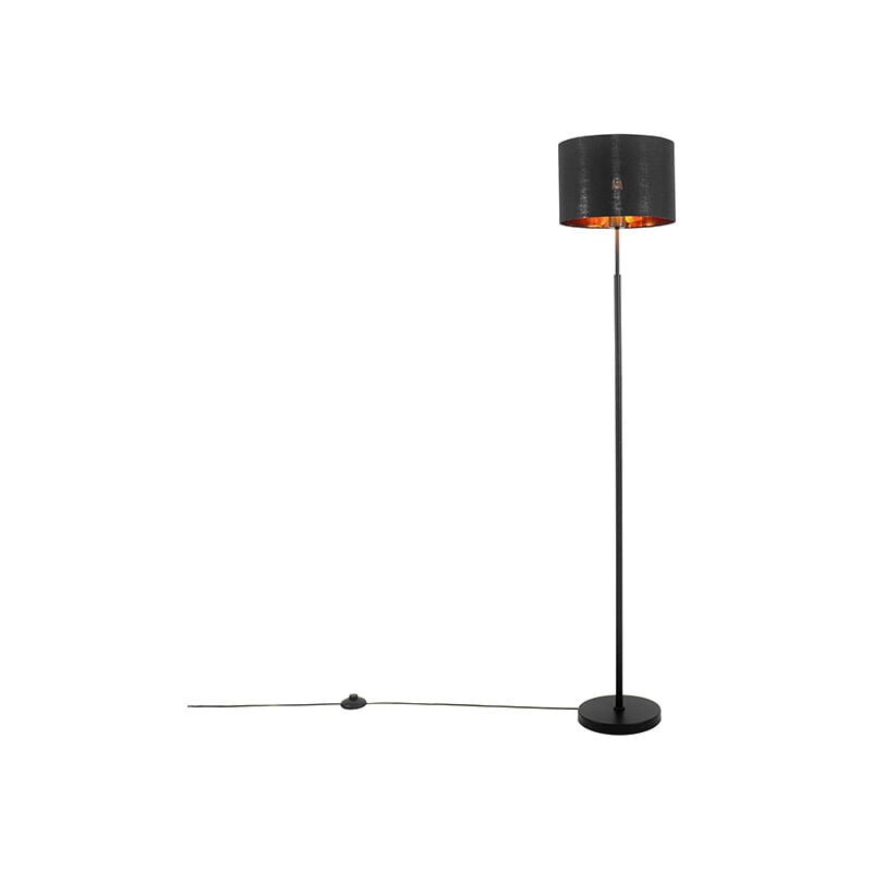 foto del prodotto lampada da terra con paralume vt moderno tessuto,acciaio nero tondo e27 max. 1 x 4.9 watt qazqa