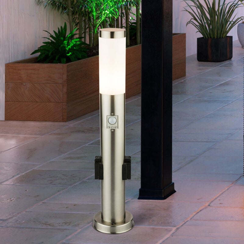 foto del prodotto lampada da terra con prese a stelo con rilevatore di movimento lampada da esterno in acciaio inossidabile, 1x led 11w 1055lm bianco caldo, pxh 7,6x60