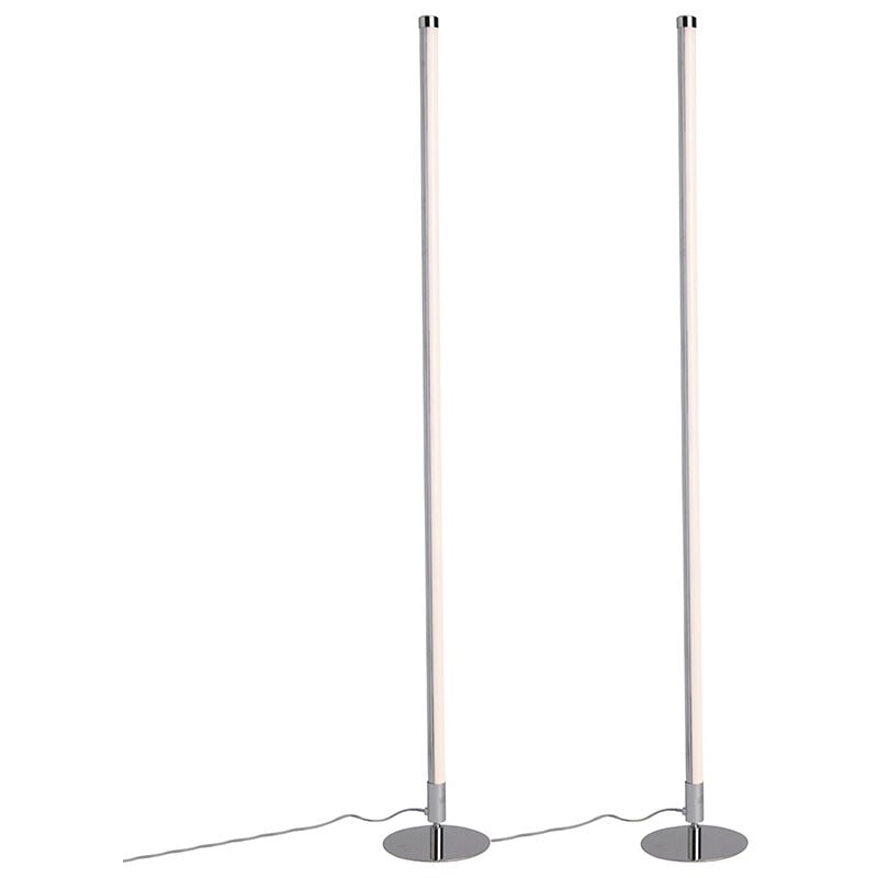foto del prodotto lampada da terra con regolatore line up moderno plastico,acciaio bianco cromo tondo non sostituibile led max. 2 x 12 watt qazqa