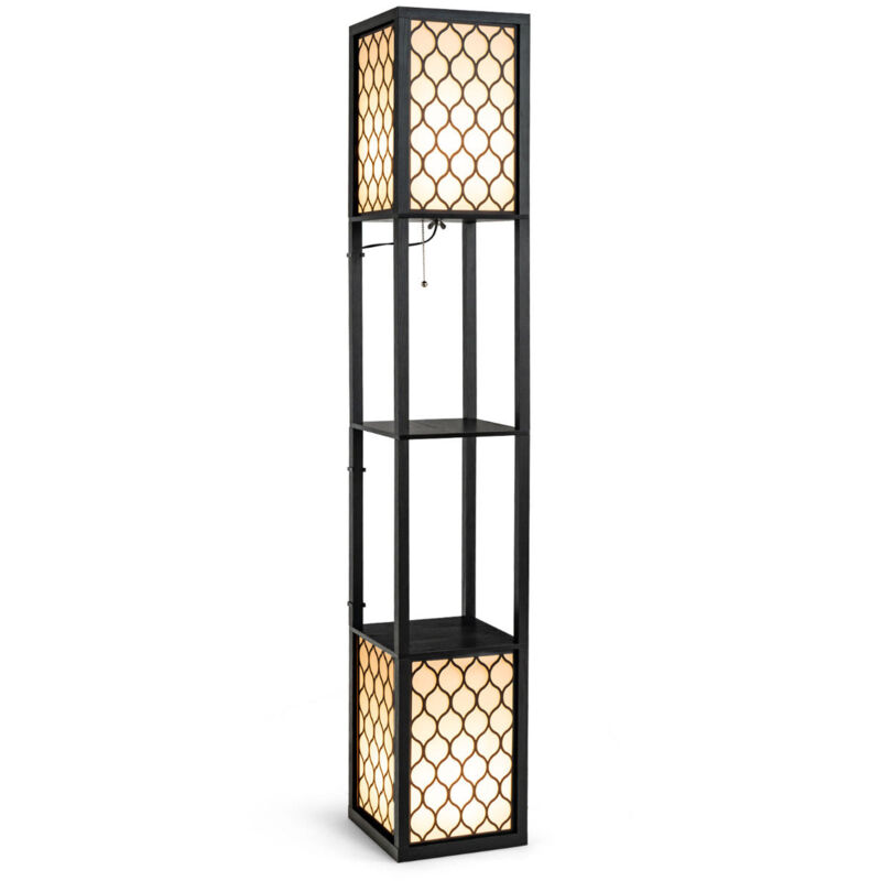 foto del prodotto lampada da terra con ripiani, lampada da terra moderna con 2 ripiani portaoggetti base per lampada e27 26 x 26 x 156 cm 200005031