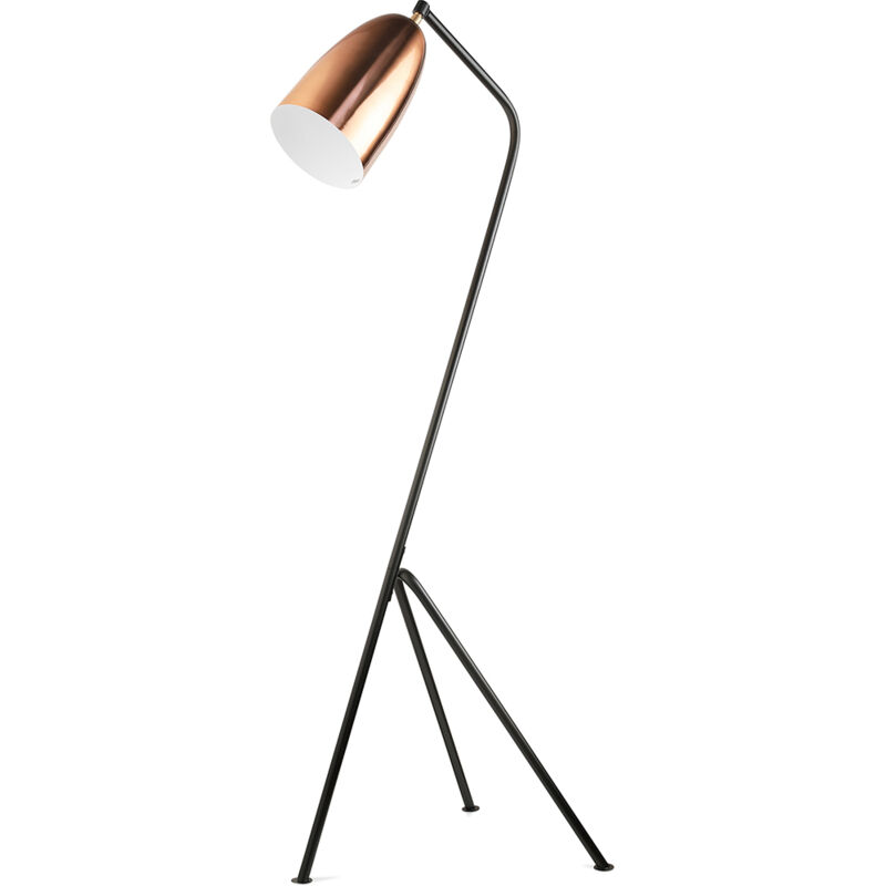 foto del prodotto lampada da terra con treppiede lampada da salotto cavalleta oro rosa cromo