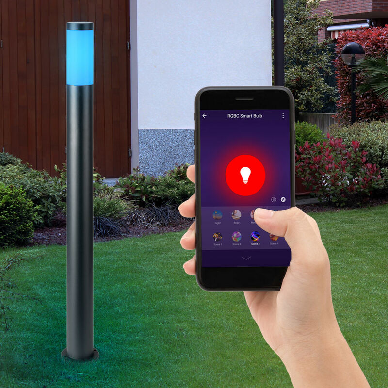 foto del prodotto lampada da terra da esterno a led rgb intelligente lampada da giardino in acciaio inossidabile dimmerabile per app vocale controllabile dal telefono