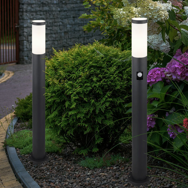 foto del prodotto lampada da terra da giardino lampada da giardino in acciaio inossidabile con rilevatore di movimento antracite e27 segnapasso da giardino, opale, 1