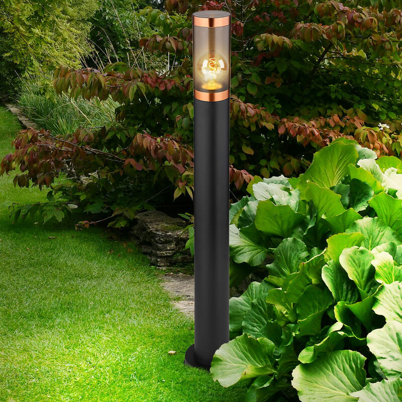 foto del prodotto lampada da terra da giardino per esterni lampada da terra luci da sentiero in acciaio inox per esterni, accento rame nero fumo, 1x led 7w 806lm