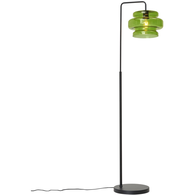 foto del prodotto lampada da terra denise retr vetro,metallo verde nero tondo max. 1 x watt qazqa