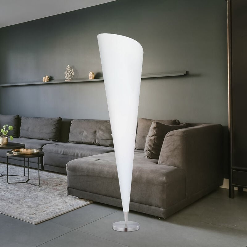 foto del prodotto lampada da terra design a imbuto proiettore da soffitto soggiorno illuminazione sala da pranzo lampada laterale bianca in un set che include
