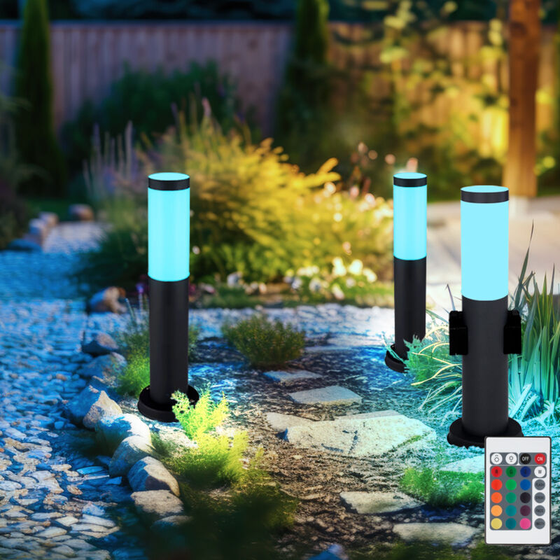 foto del prodotto lampada da terra dimmerabile con telecomando, lampada da esterno con presa, lampada da terra a led in acciaio inox, lampada da giardino, antracite,