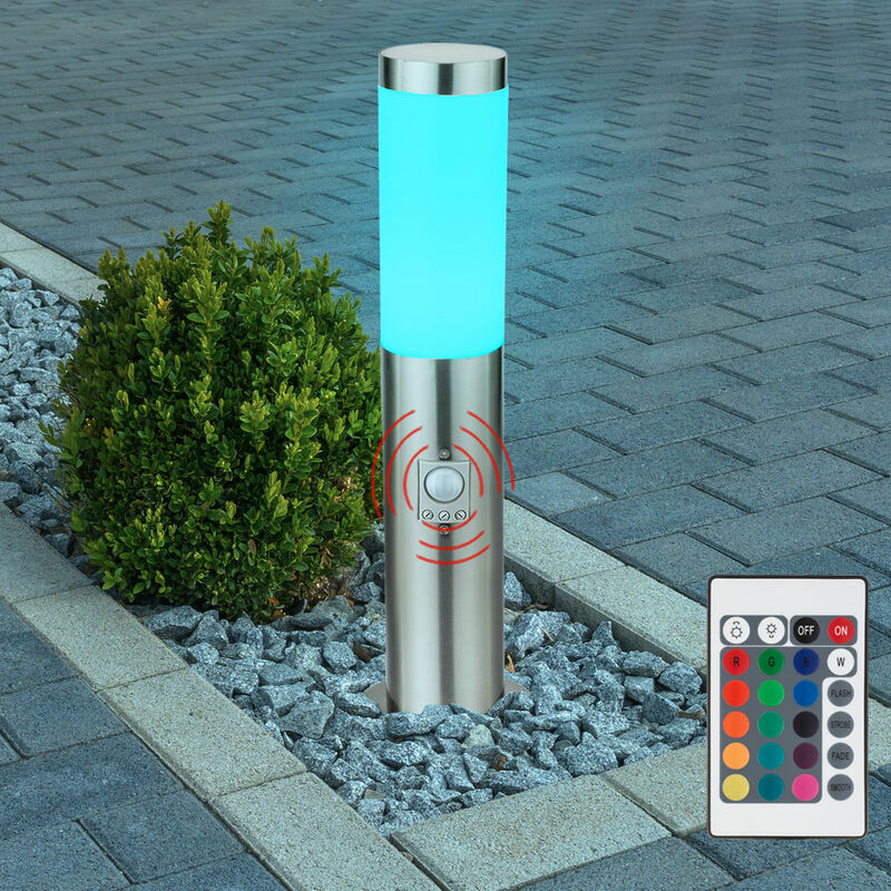 foto del prodotto lampada da terra dimmerabile con telecomando luce da giardino segnapasso led luce da esterno con rilevatore di movimento, cambio colore rgb, 8,5w
