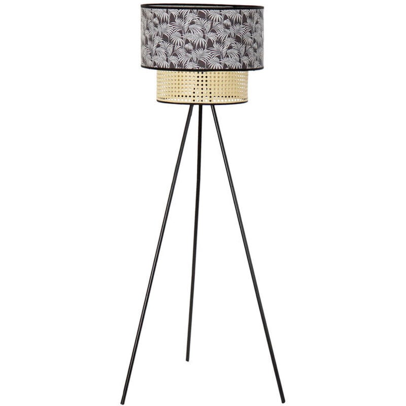 foto del prodotto lampada da terra dkd home decor naturale nero metallo palme poliestere coloniale 60 x 60 x 129 cm