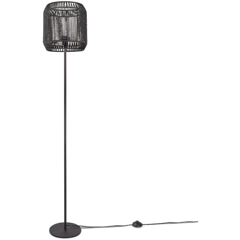 foto del prodotto lampada da terra e27, moderna, soggiorno, camera da letto, boho, rattan nero a una gamba, nero 28 cm paco home