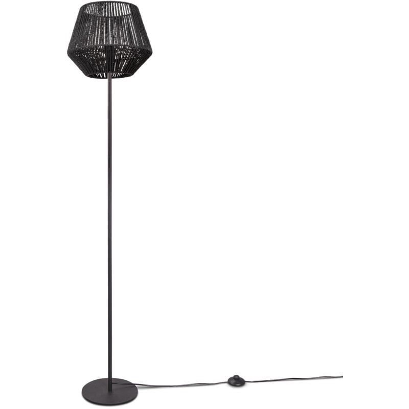 foto del prodotto lampada da terra e27, moderna, soggiorno, camera da letto, boho, rattan nero a una gamba, nero 33 cm paco home