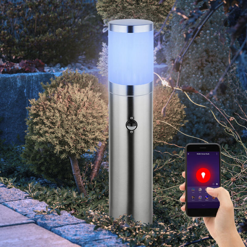foto del prodotto lampada da terra e27 piantana patio luce esterna rilevatore di movimento resistente alle intemperie ip44, app comando vocale dimmerabile cct, 1x