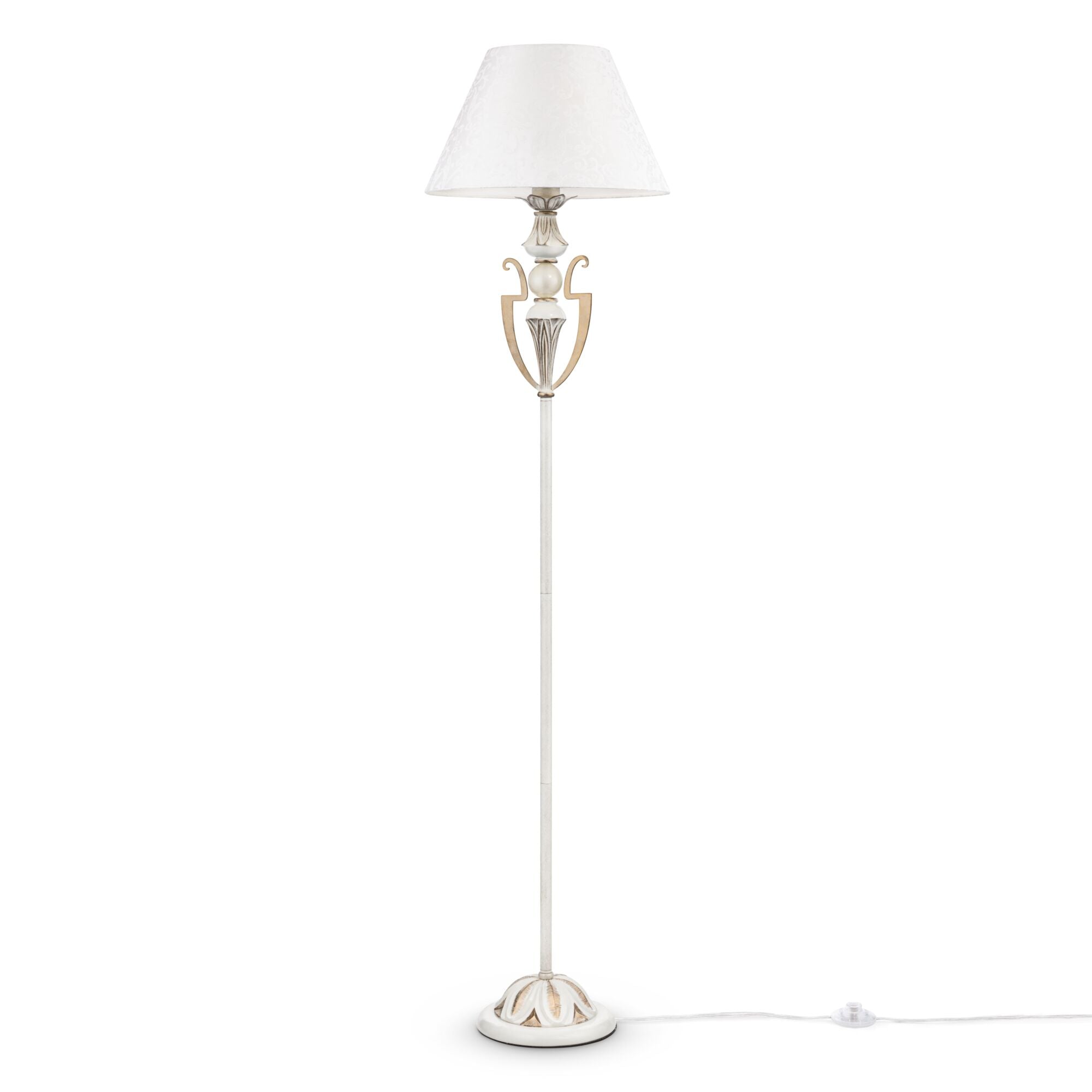 foto del prodotto lampada da terra elegant in metallo monile bianco con oro