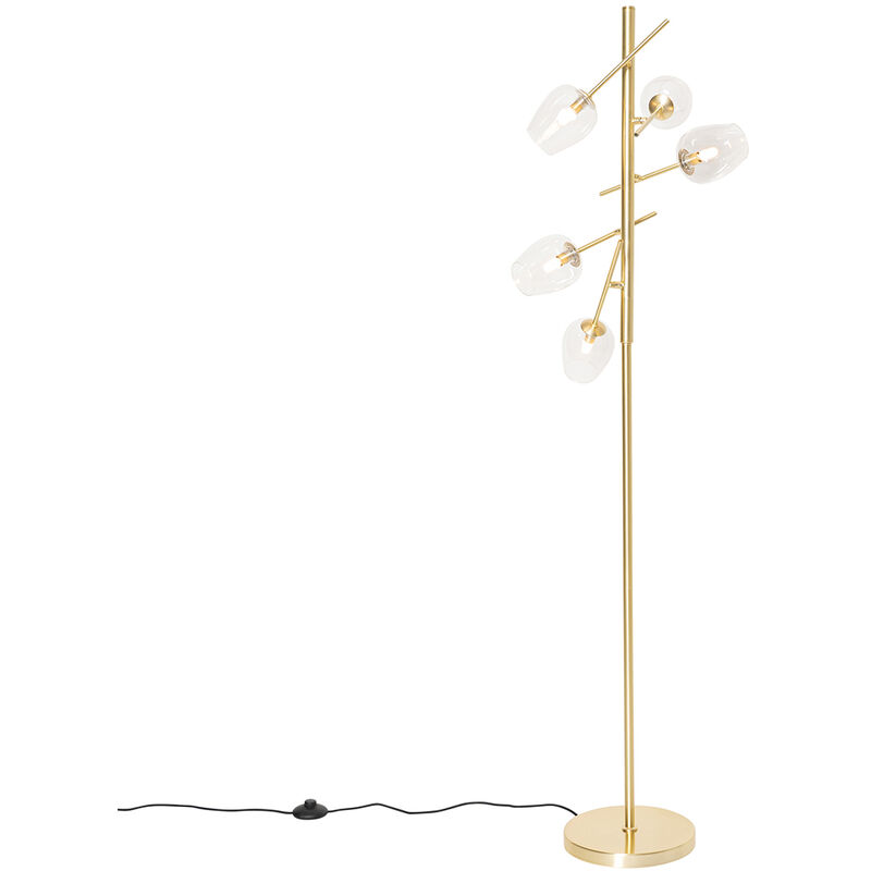 foto del prodotto lampada da terra elien classico acciaio,vetro oro ottone trasparente oblungo max. 5 x watt qazqa