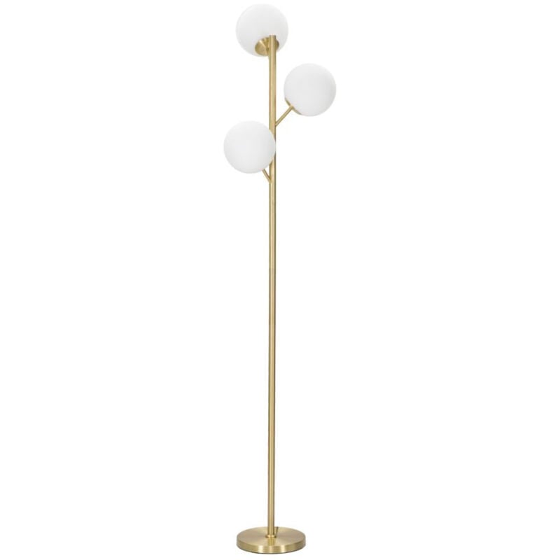 foto del prodotto lampada da terra glamy 3 luci 36x190 cm in ferro e vetro oro e bianco