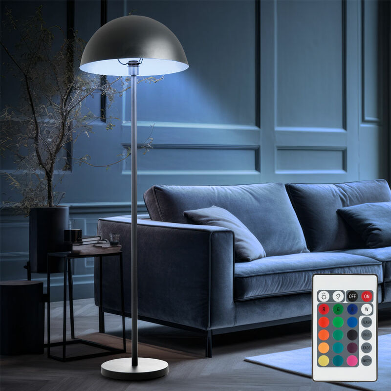 foto del prodotto lampada da terra grigio scuro da soggiorno lampada da terra moderna, alluminio, dimmerabile con telecomando, led rgb 8,5w 806lm bianco caldo, dxh