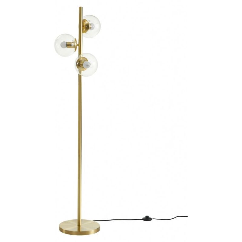 foto del prodotto lampada da terra h. 148 cm in ottone spazzolato e 3 globi di vetro vintage yukon