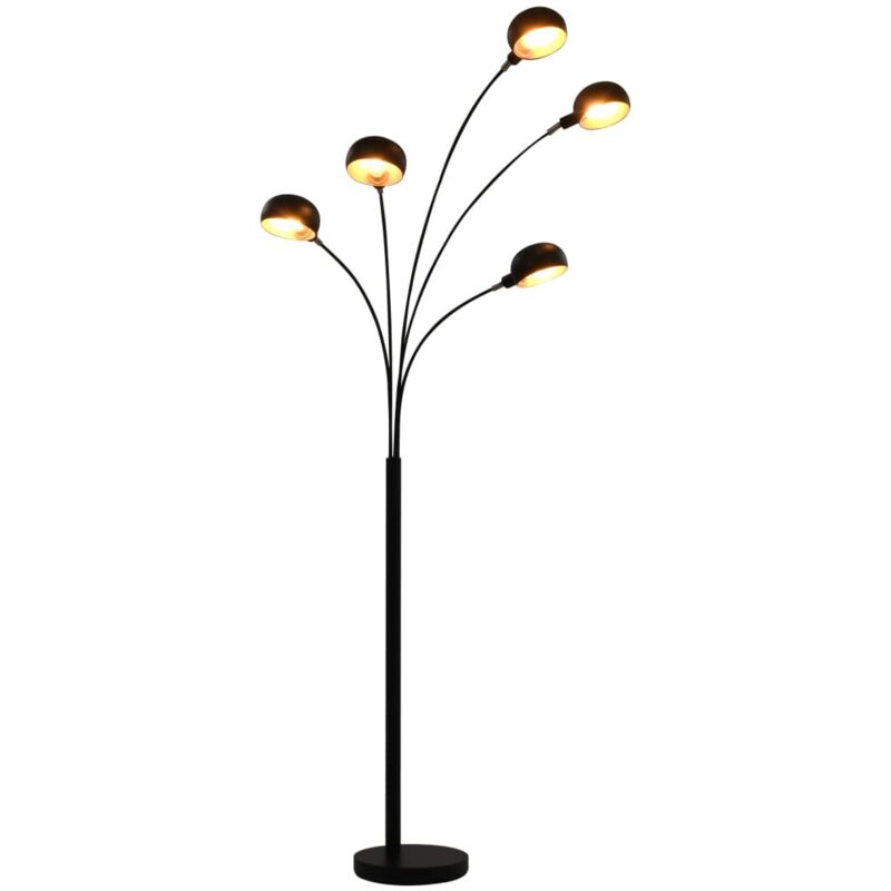 foto del prodotto lampada da terra h 200 cm con 5 bulbi e14 design moderno vari colori colore nero oro